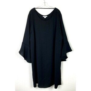 Glamorous Curve A-Line Midi Dress Size 22 Black LBD Bell Sleeves Cocktail Party